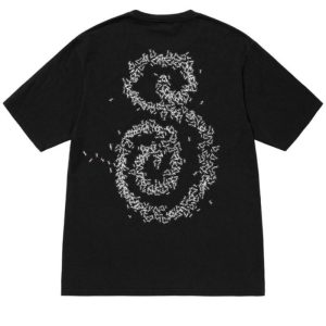 Ants Pigment Dyed Stussy Black T Shirt