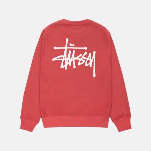 Basic Stussy Red Crew Sweatshirt