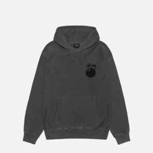 STUSSY 8 BALL HOODIE PIGMENT DYED BLACK