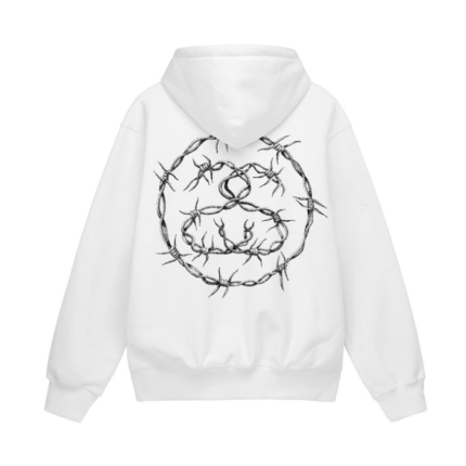 STUSSY BARB WHITE HOODIE