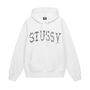 STUSSY BARB WHITE HOODIE