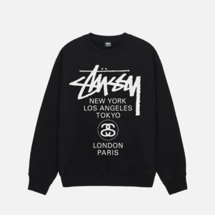 STUSSY WORLD TOUR CREW BLACK