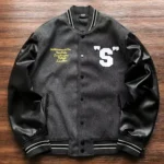 Stussy Big S Letterman Dark Grey Jacket