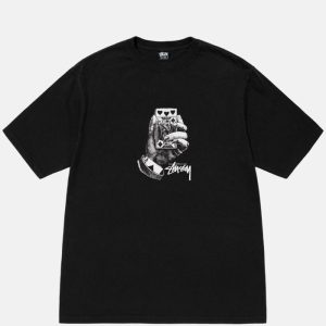 Stussy Off Black Pigment Black Dyed T Shirt